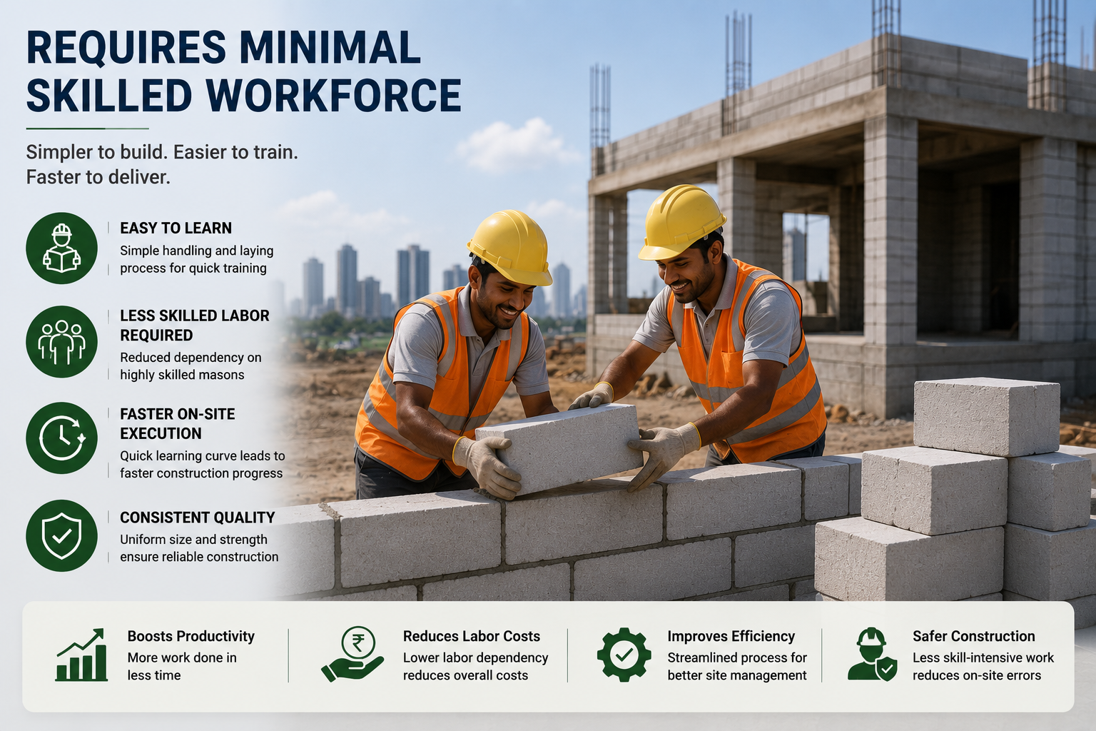 Requires minimal skilled workforce on-site