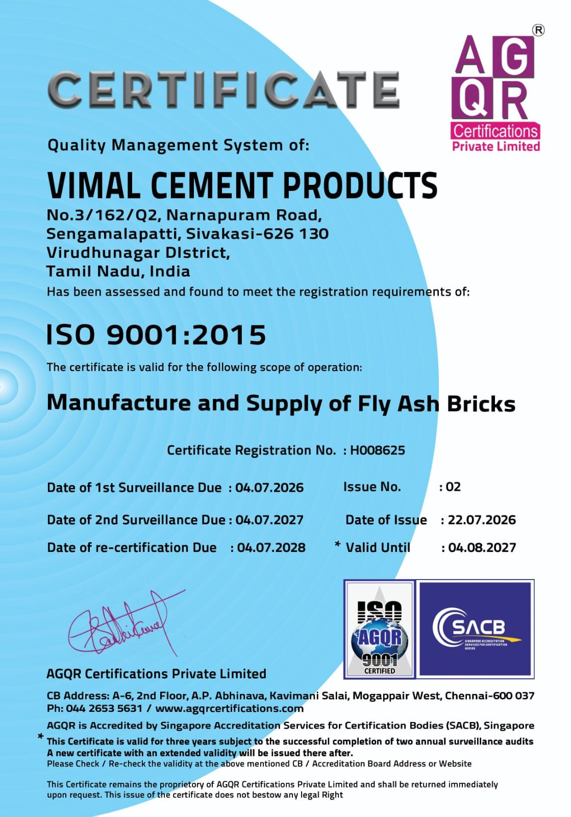 ISO 9001:2015 Certified Company — AGQR Certifications
